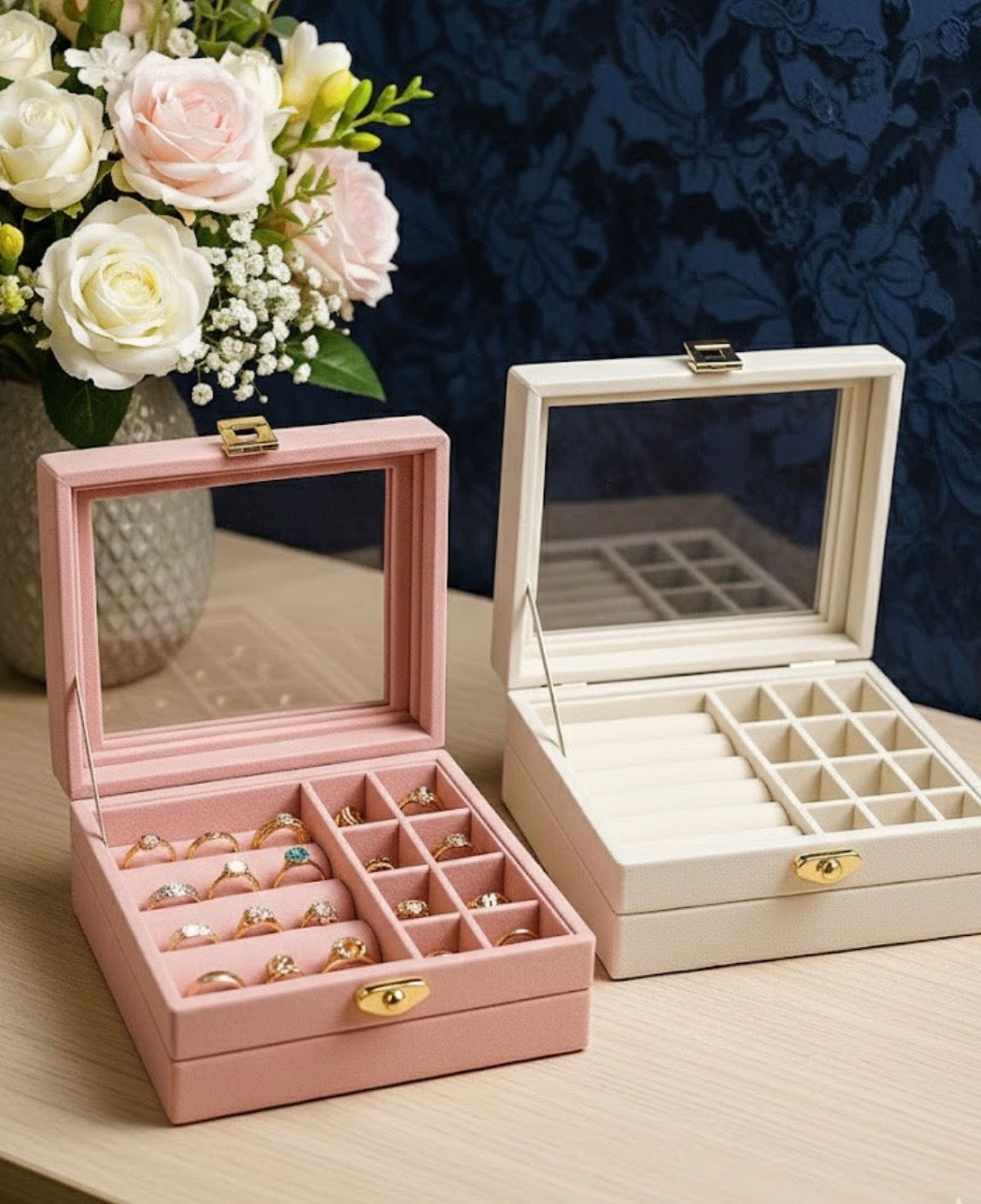 Joyero con visor en Terciopelo