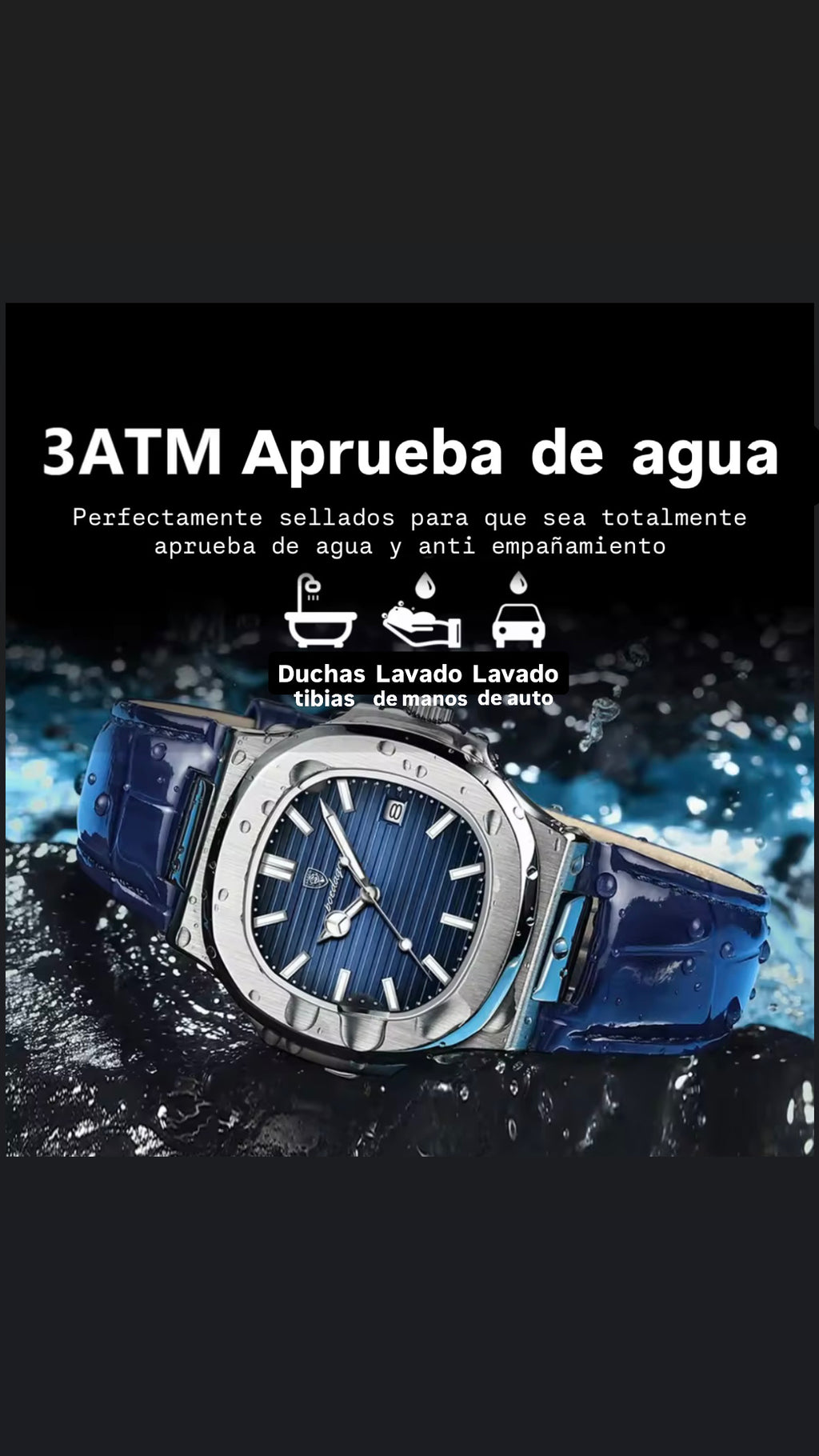 Reloj Poedagar cuero Negro